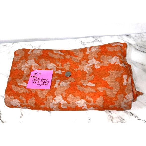 Orange Camouflage Knit Fabric Medium Weight W66 in x 4 Yards 10 in. - Picture 2 of 5